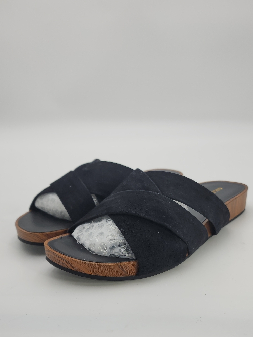 Cole Haan Braelyn Dark Blue Wood Footbed Slide Sandal - 7B